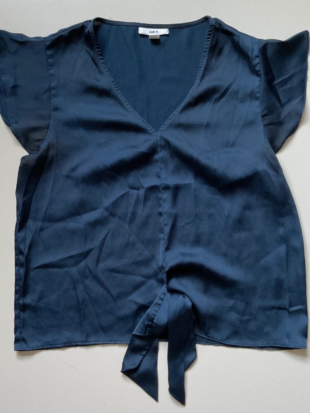 Small Bar III Navy V neck Blouse Great for work in good condition